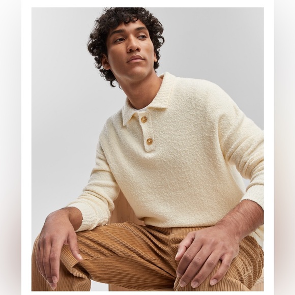 Mode Of One Men’s Long Sleeve Polo Sweater - Picture 3 of 6